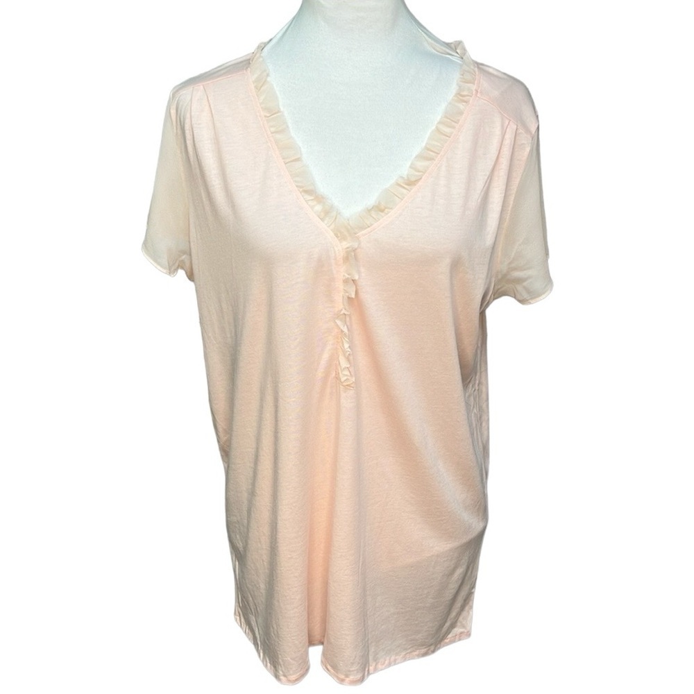 Sundance Ruffled Neck Knit Blouse Pale Peach